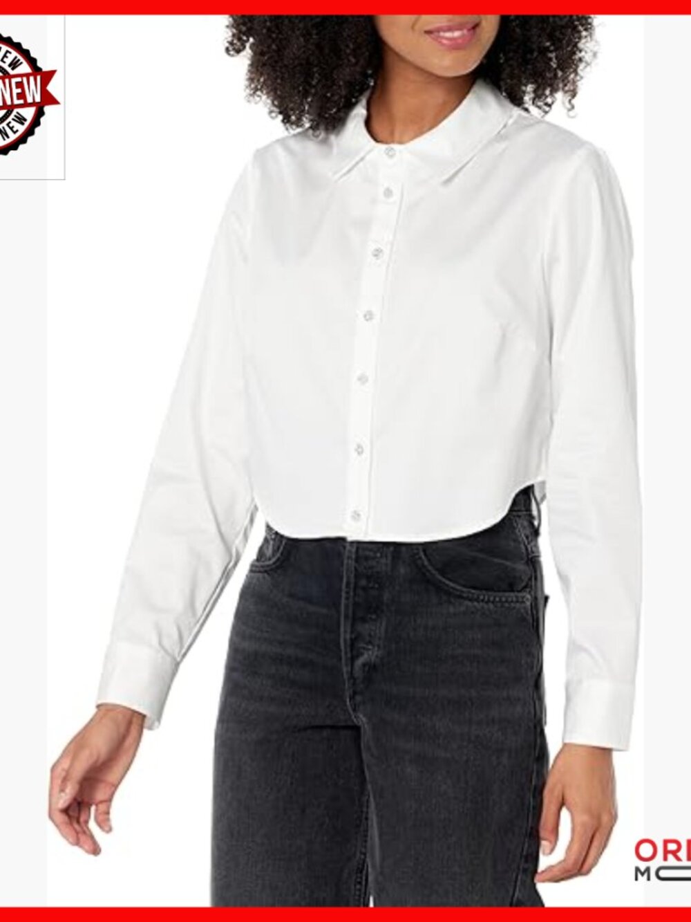 Long Sleeve Cropped Button Down Shirt Cotton Silk Stretch Satin Regular Fit